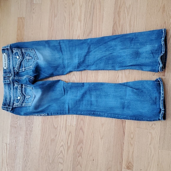 Rock Revival Kai boot cut jeans flap pockets bling crystals 30x31.5 prof hem #11 - Picture 8 of 9
